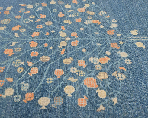 3x5 Blue Kuba Afghan Hand Knotted Wool Area Rug